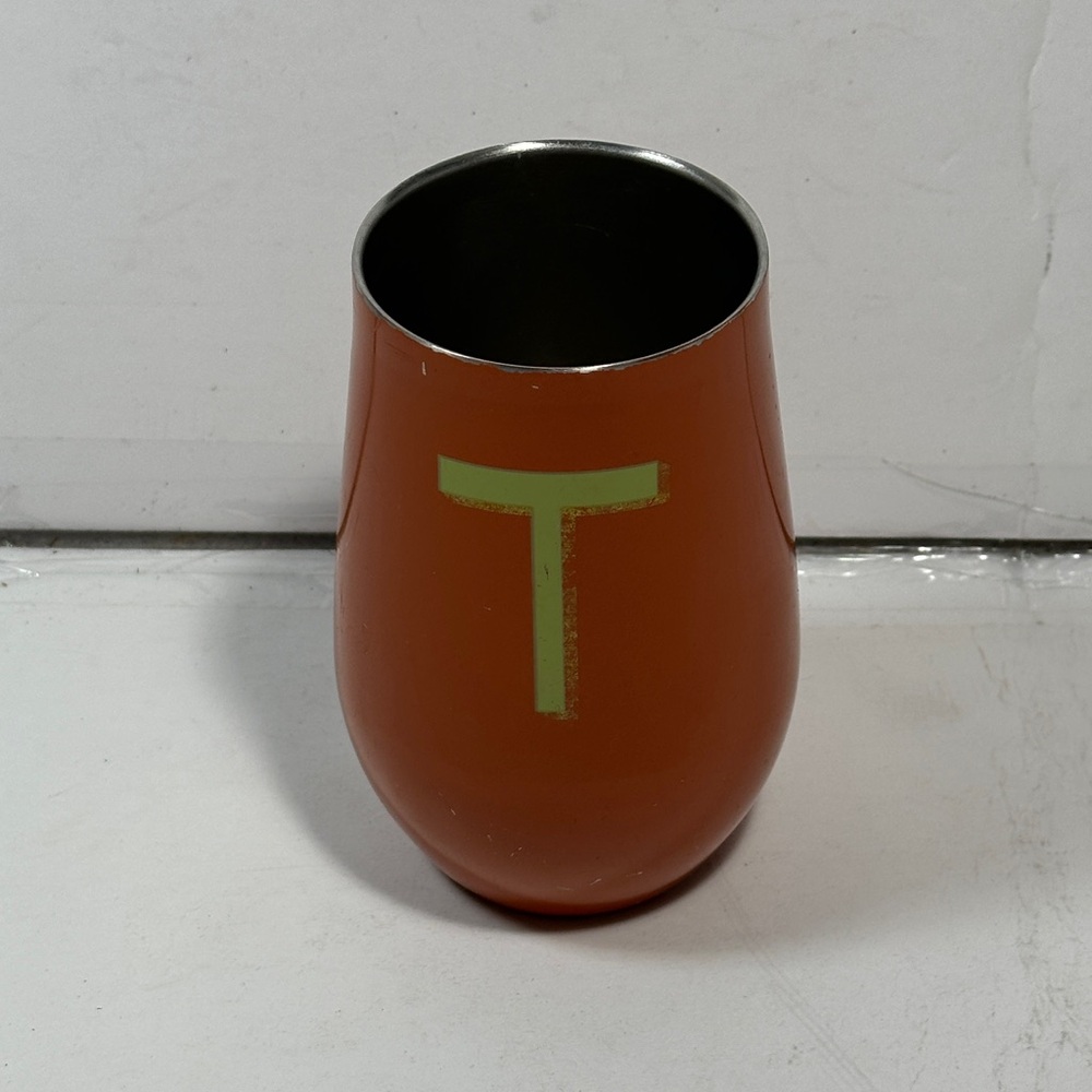 Opal House Stainless Steel Cold Drinks Only Orange Tumbler with Green Lettering